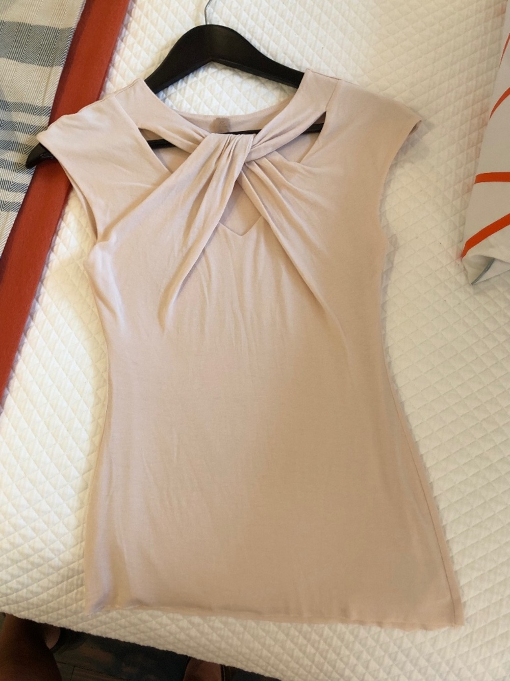 Anthropologie soft pink twist neck top size S